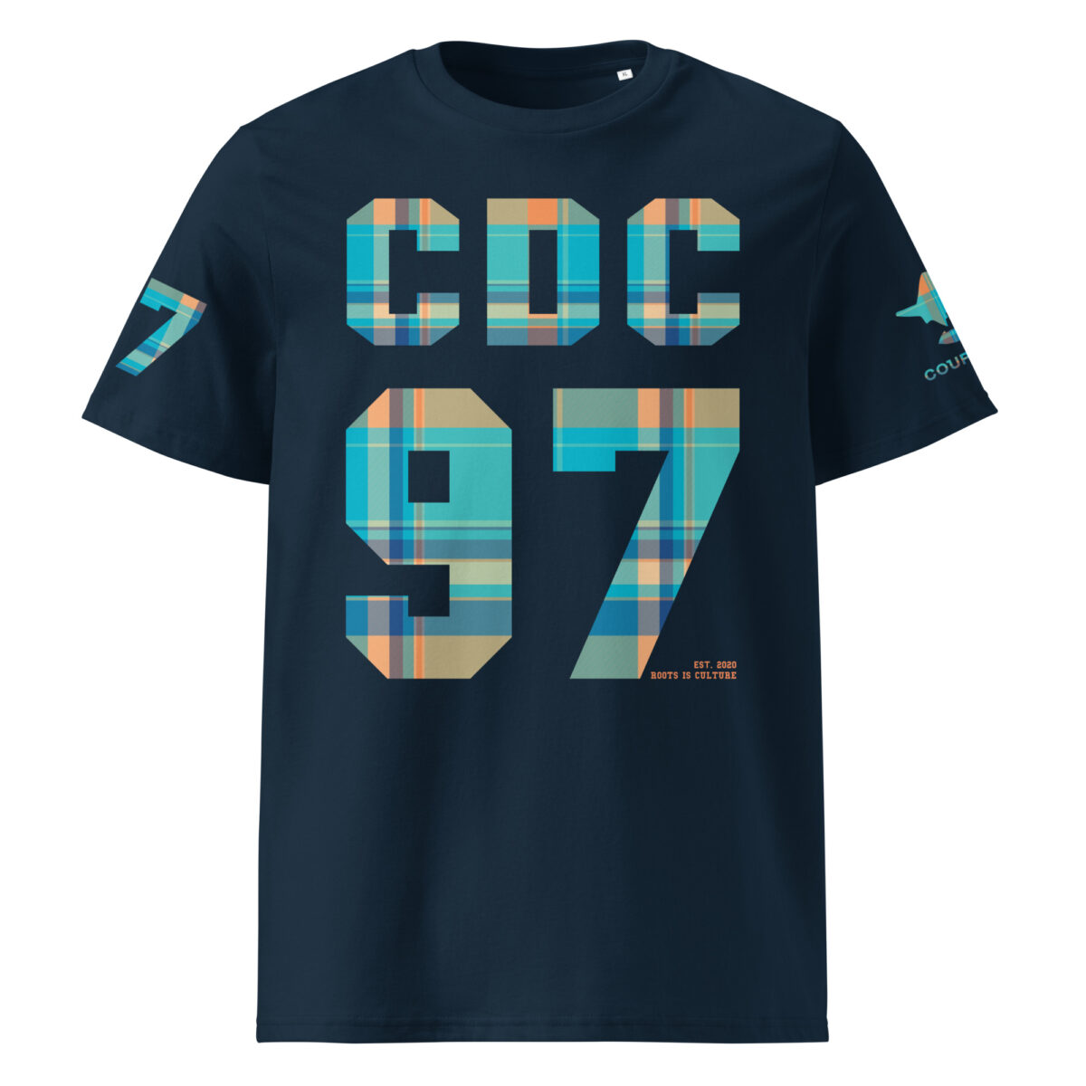 Unisex organic cotton t shirt french navy front 684c2c01bebe9.jpg